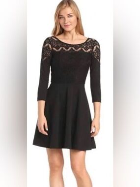 Lilly Pulitzer Remmy Black Lace Top Fit-and-Flare Dress Women’s Size Small